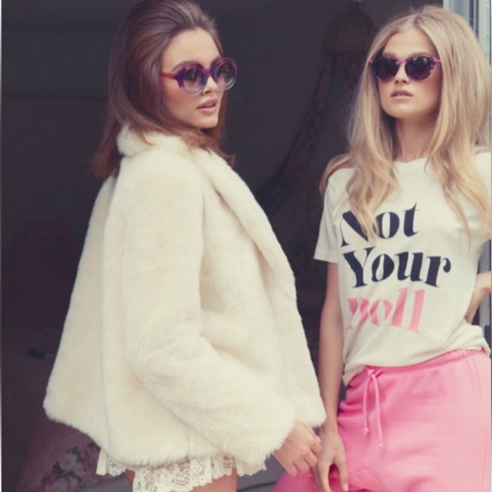 Wildfox Sample Faux Fur Coat size Small